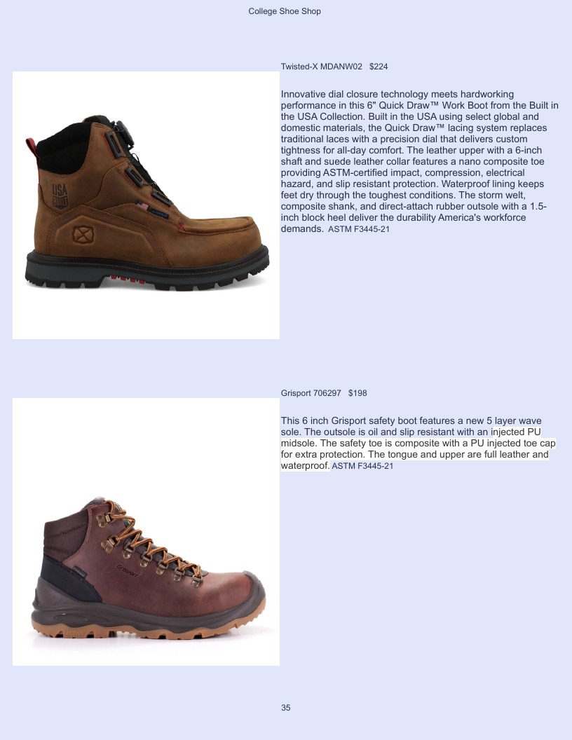 College Shoe Shop Safety Footwear Catalog Weekly Ad January 1 - December 31, 2026
