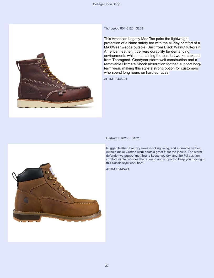 College Shoe Shop Safety Footwear Catalog Weekly Ad January 1 - December 31, 2026