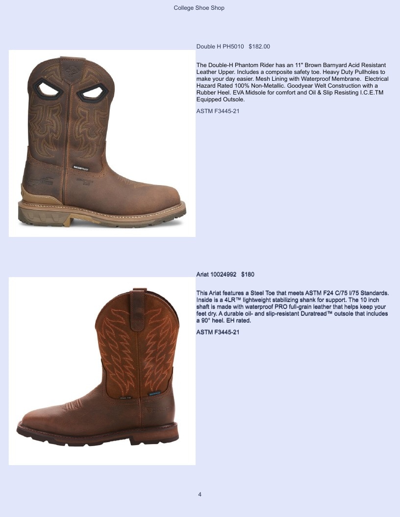 College Shoe Shop Safety Footwear Catalog Weekly Ad January 1 - December 31, 2026
