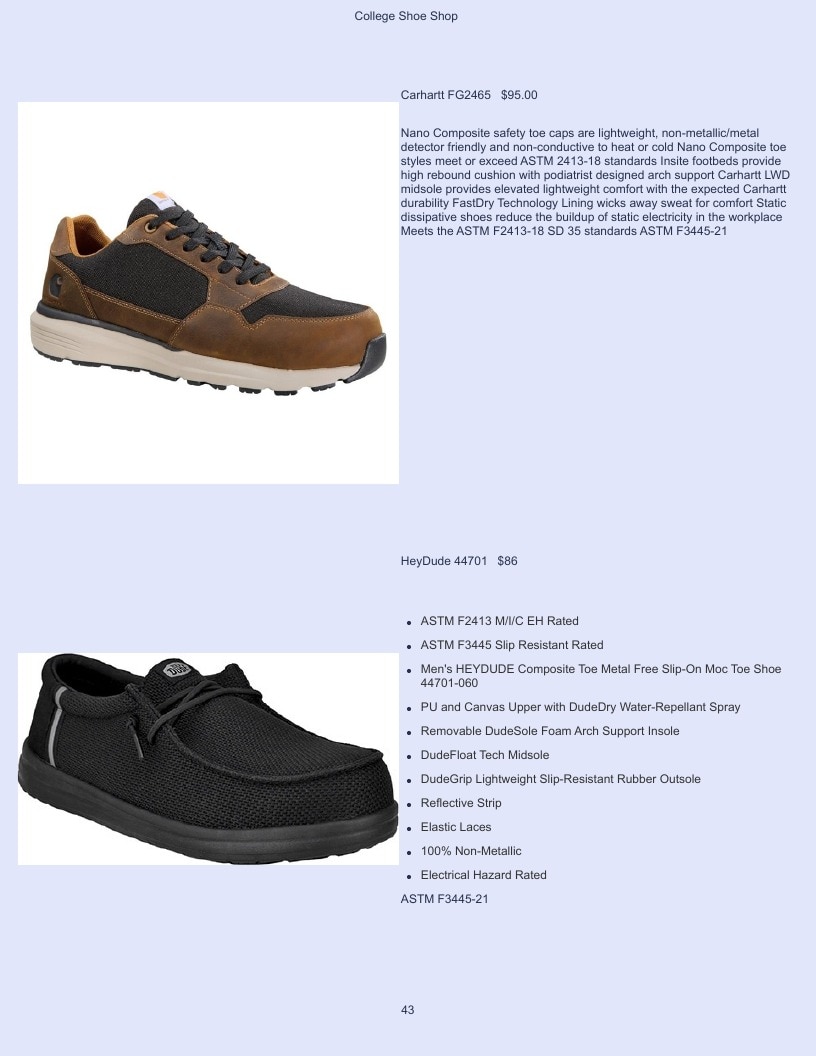 College Shoe Shop Safety Footwear Catalog Weekly Ad January 1 - December 31, 2026