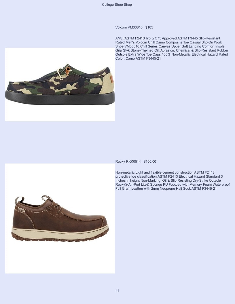 College Shoe Shop Safety Footwear Catalog Weekly Ad January 1 - December 31, 2026