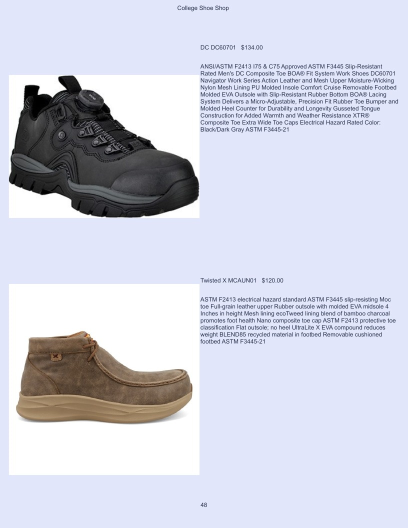 College Shoe Shop Safety Footwear Catalog Weekly Ad January 1 - December 31, 2026