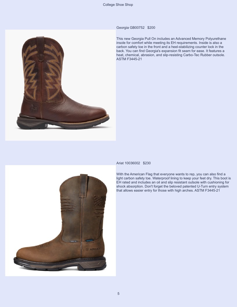College Shoe Shop Safety Footwear Catalog Weekly Ad January 1 - December 31, 2026