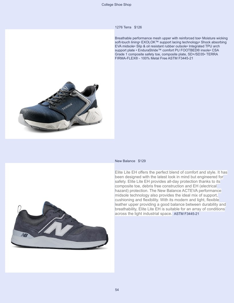 College Shoe Shop Safety Footwear Catalog Weekly Ad January 1 - December 31, 2026