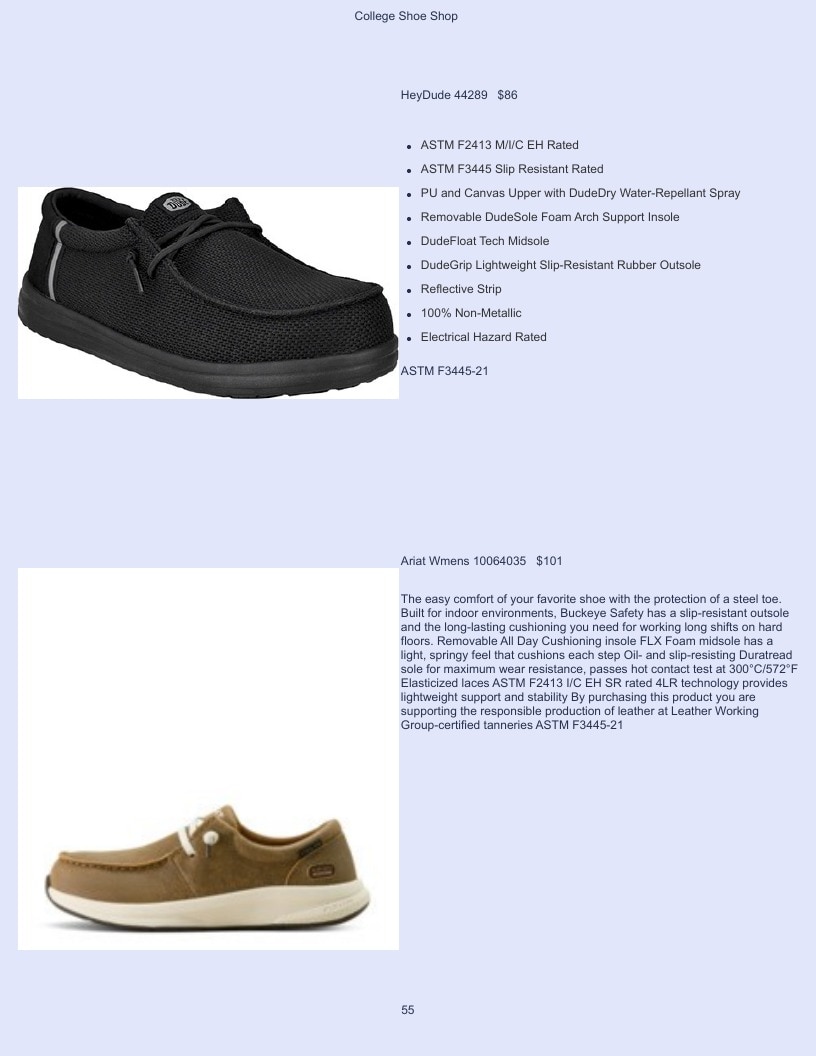 College Shoe Shop Safety Footwear Catalog Weekly Ad January 1 - December 31, 2026