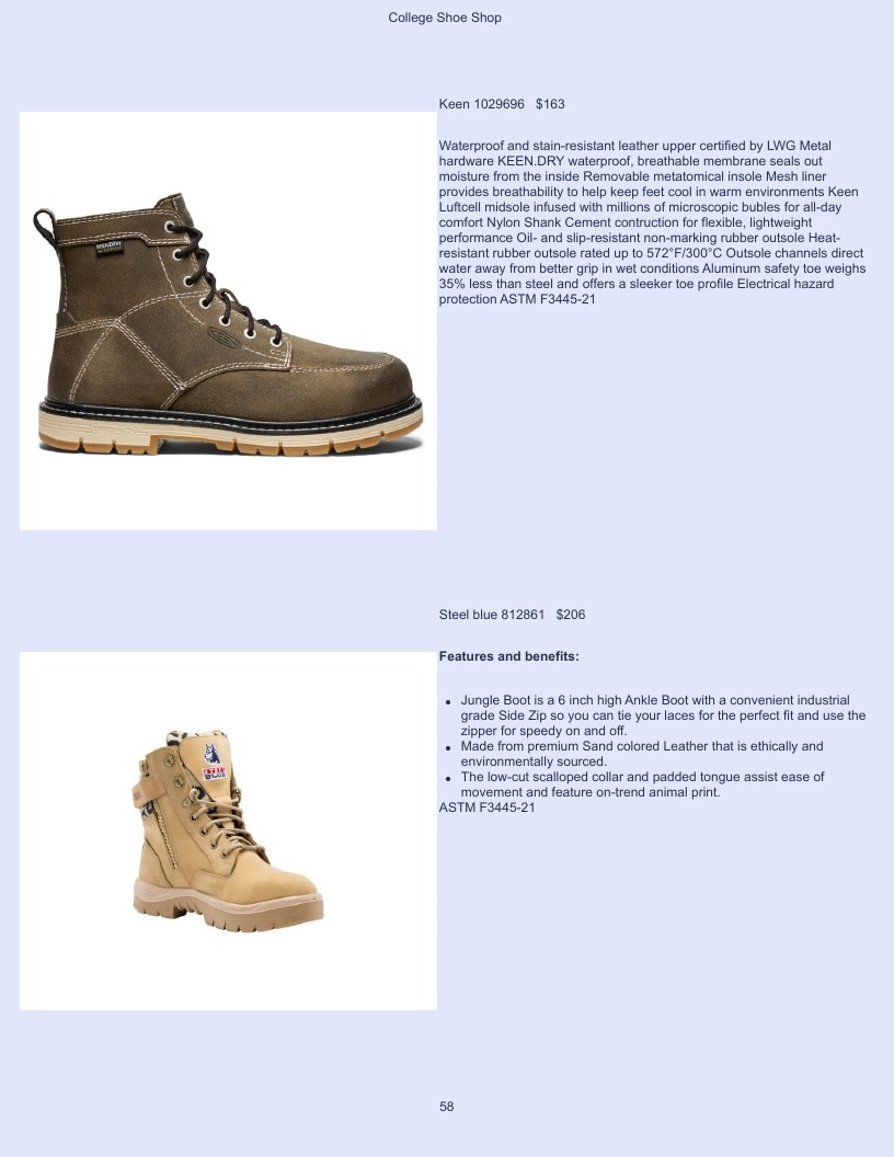College Shoe Shop Safety Footwear Catalog Weekly Ad January 1 - December 31, 2026