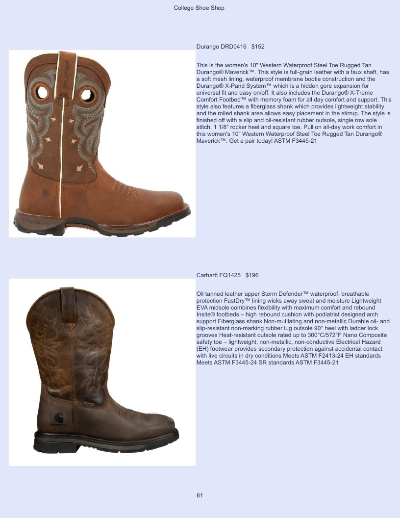 College Shoe Shop Safety Footwear Catalog Weekly Ad January 1 - December 31, 2026