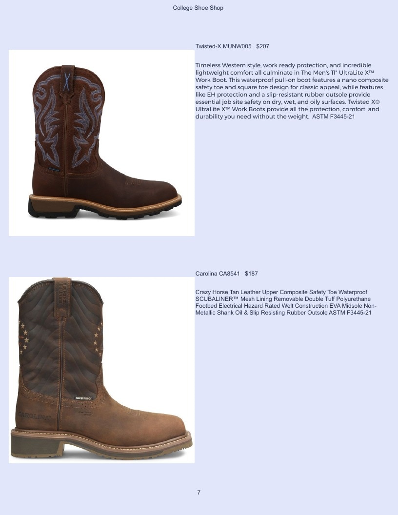 College Shoe Shop Safety Footwear Catalog Weekly Ad January 1 - December 31, 2026