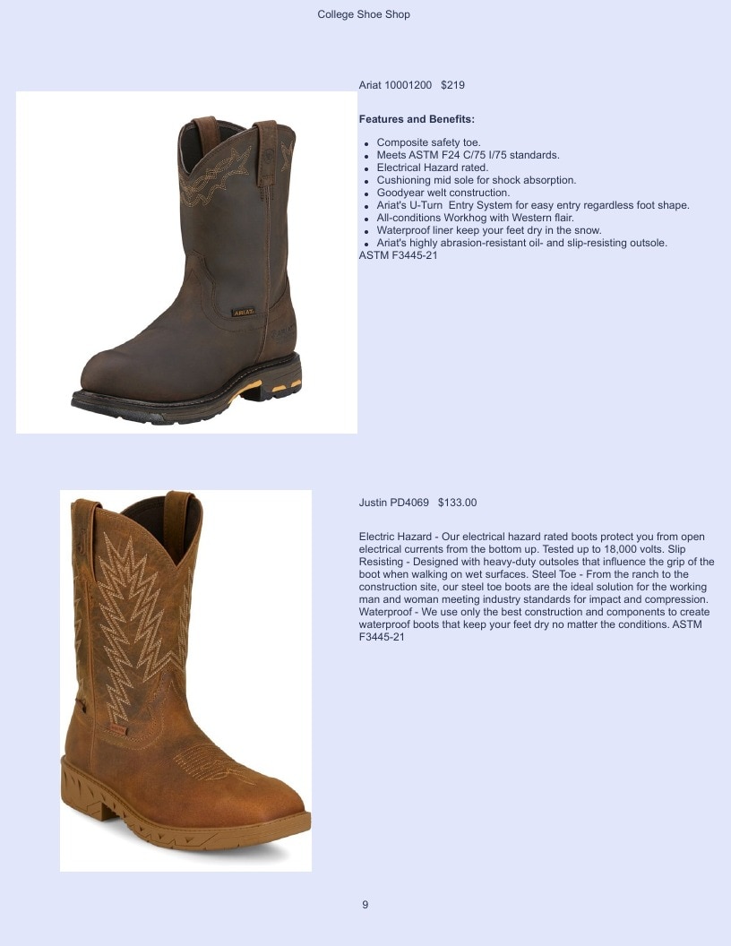 College Shoe Shop Safety Footwear Catalog Weekly Ad January 1 - December 31, 2026