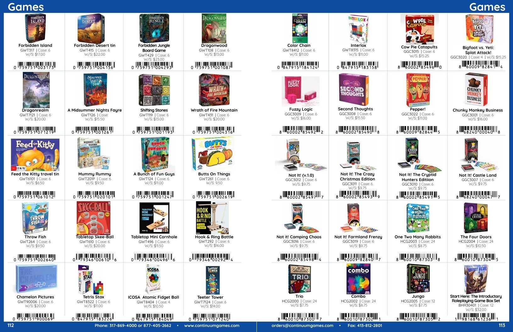 Continuum Games Annual Games Catalog Weekly Ad January 1 - December 31, 2026