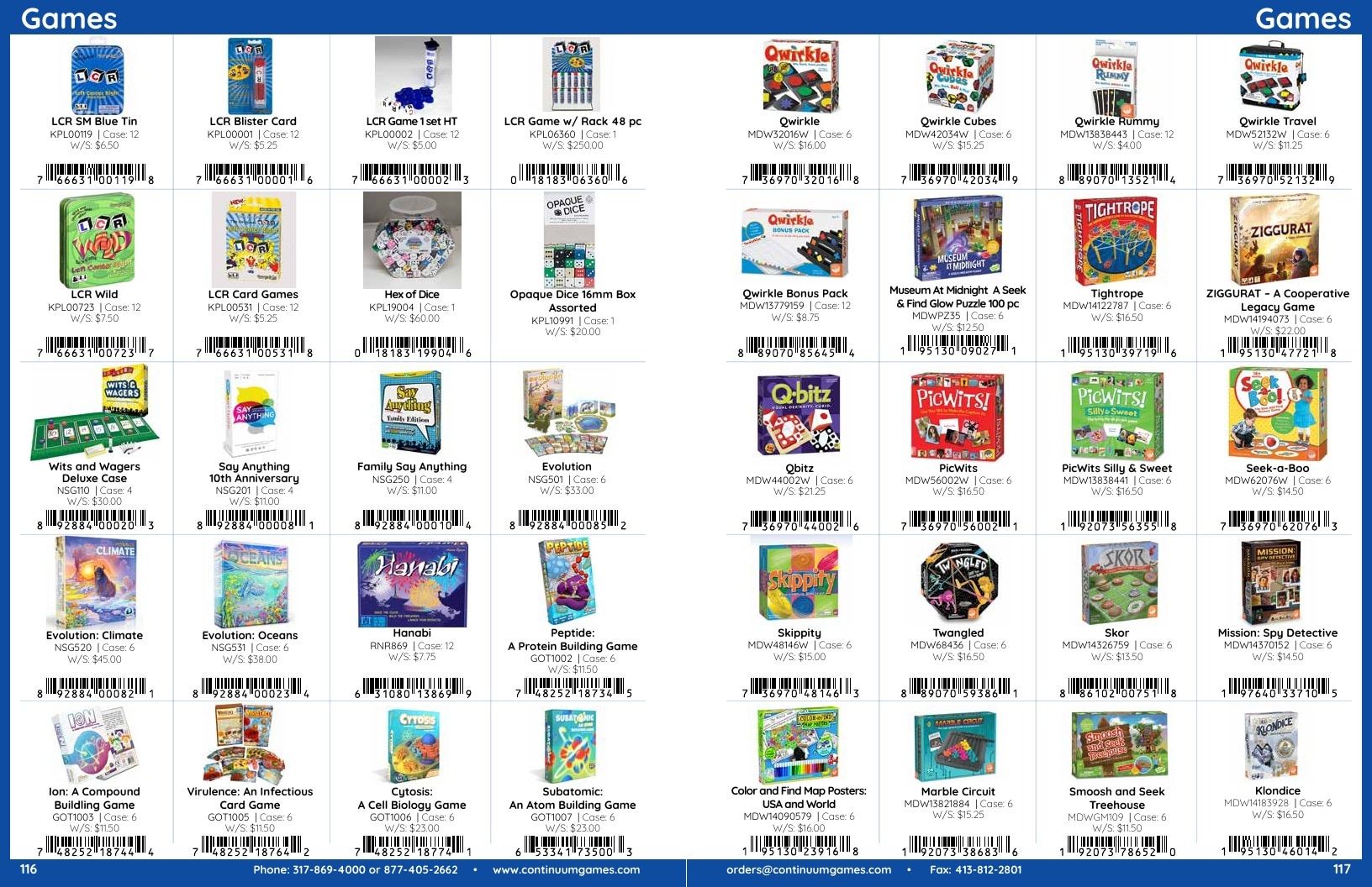 Continuum Games Annual Games Catalog Weekly Ad January 1 - December 31, 2026