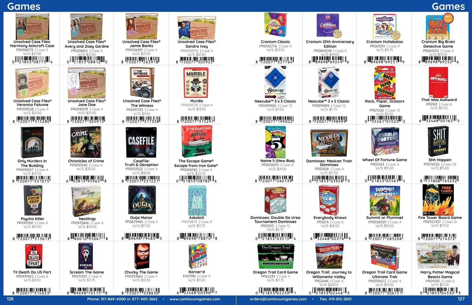 Continuum Games Annual Games Catalog Weekly Ad January 1 - December 31, 2026