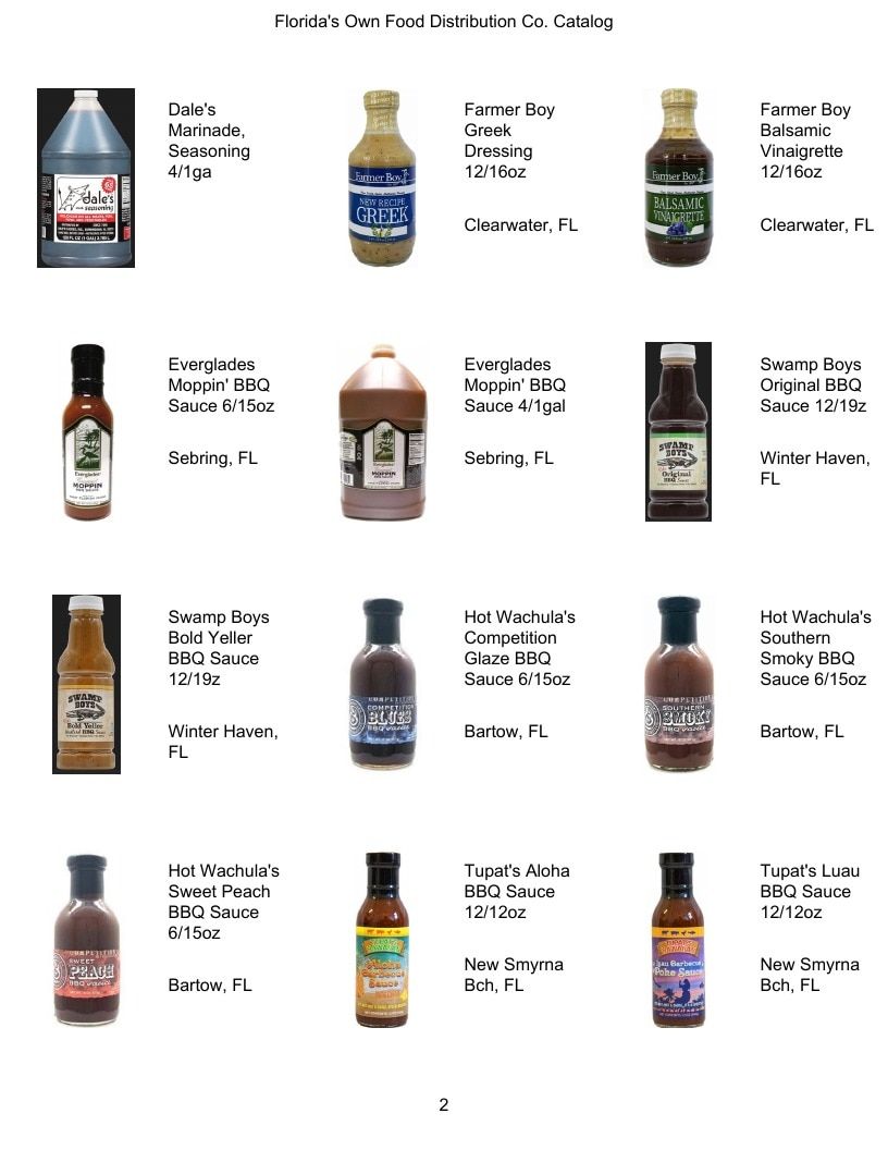 Florida's Own Food Distribution Specialty Foods Catalog Weekly Ad January 1 - December 31, 2026