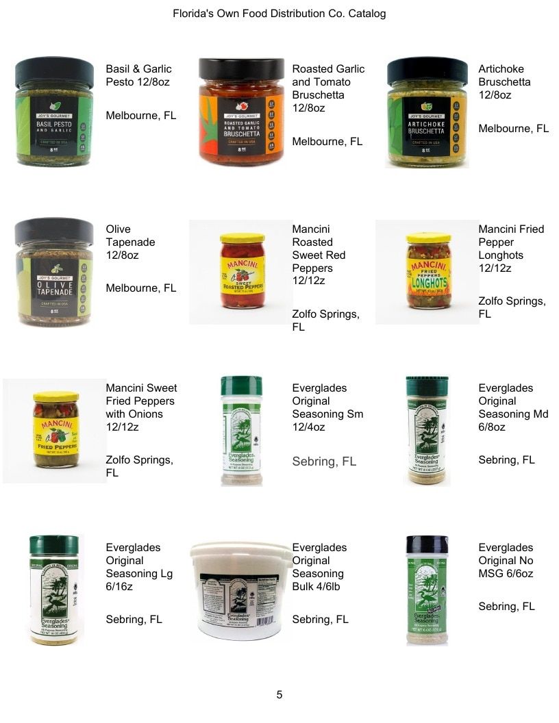 Florida's Own Food Distribution Specialty Foods Catalog Weekly Ad January 1 - December 31, 2026