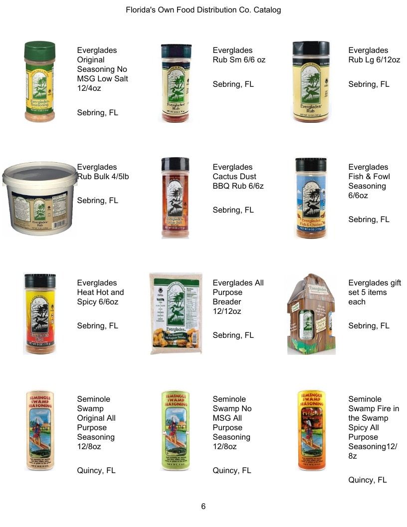 Florida's Own Food Distribution Specialty Foods Catalog Weekly Ad January 1 - December 31, 2026