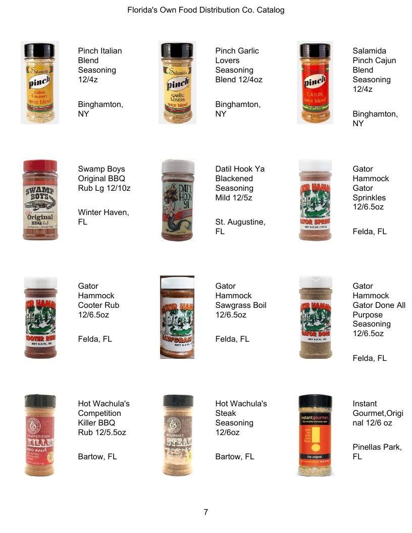 Florida's Own Food Distribution Specialty Foods Catalog Weekly Ad January 1 - December 31, 2026