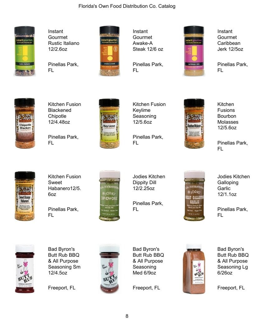 Florida's Own Food Distribution Specialty Foods Catalog Weekly Ad January 1 - December 31, 2026