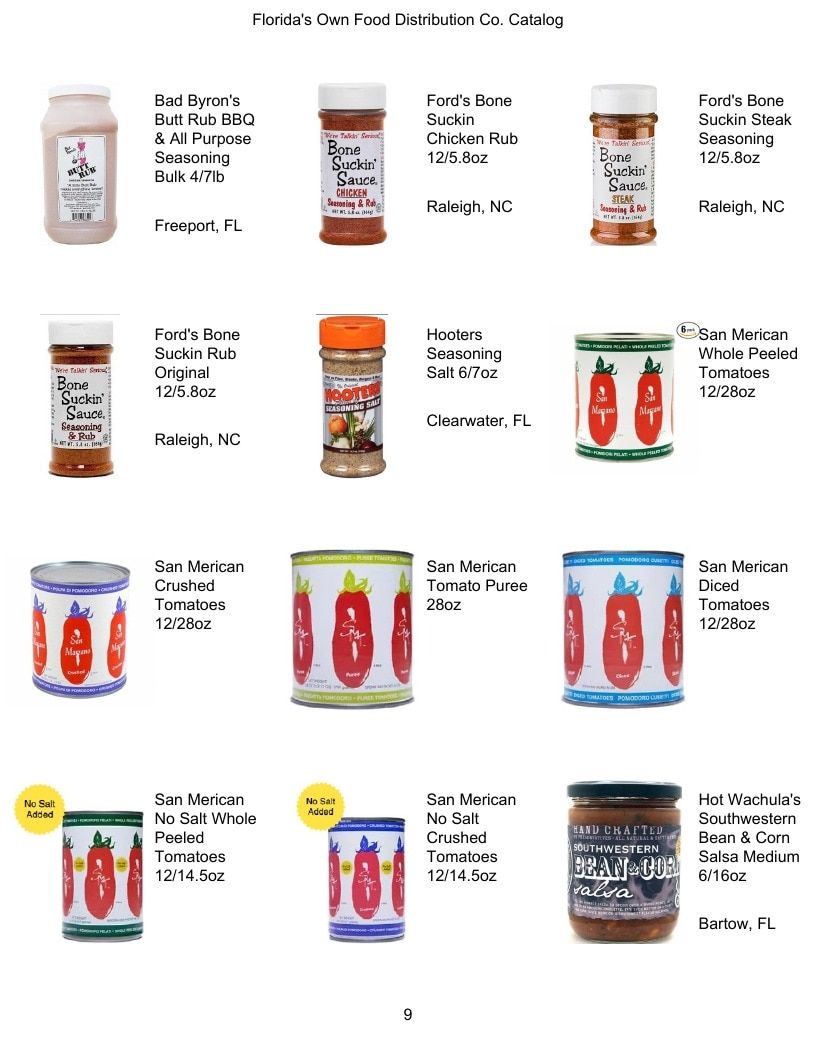 Florida's Own Food Distribution Specialty Foods Catalog Weekly Ad January 1 - December 31, 2026