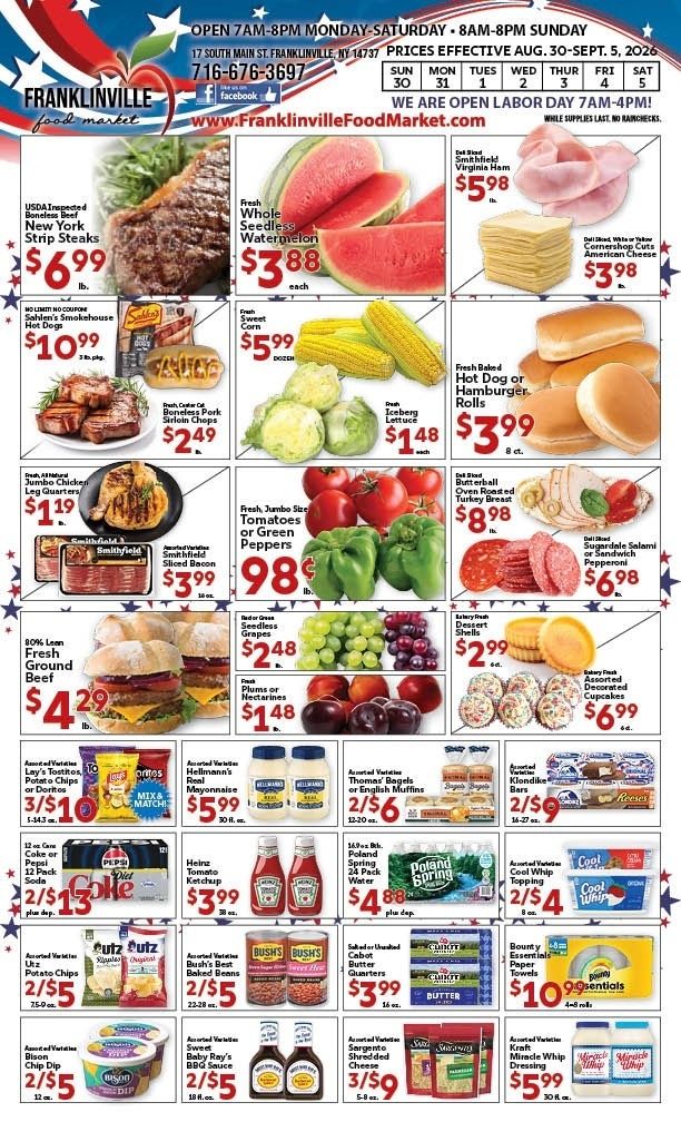 Franklinville Food Market Weekly Ad August 30 - September 5, 2026
