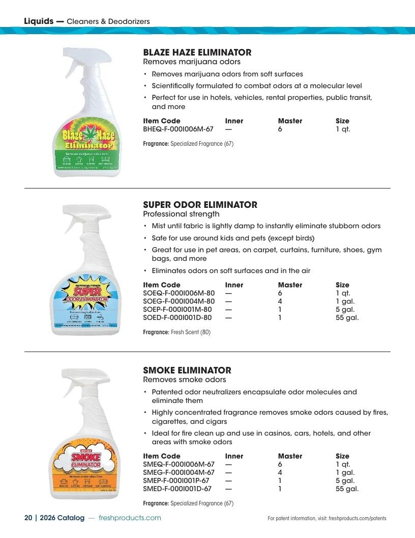 Fresh Products Odor Control Products Catalog Weekly Ad January 1 - December 31, 2026