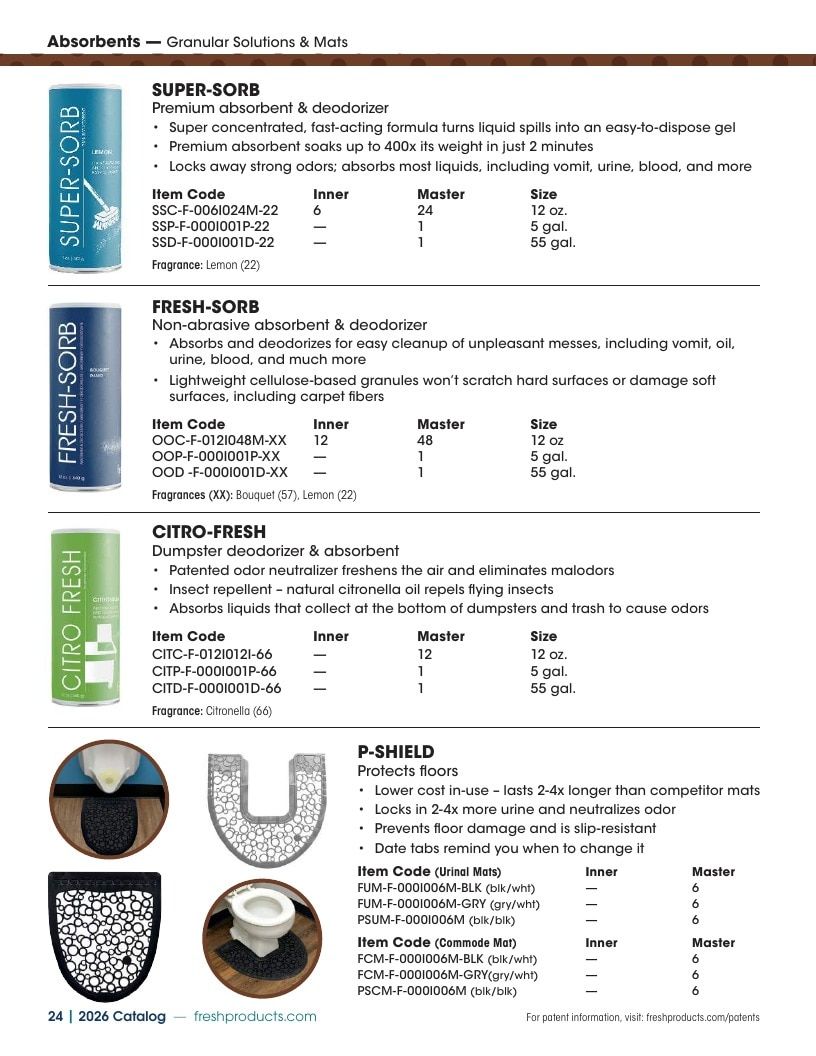 Fresh Products Odor Control Products Catalog Weekly Ad January 1 - December 31, 2026