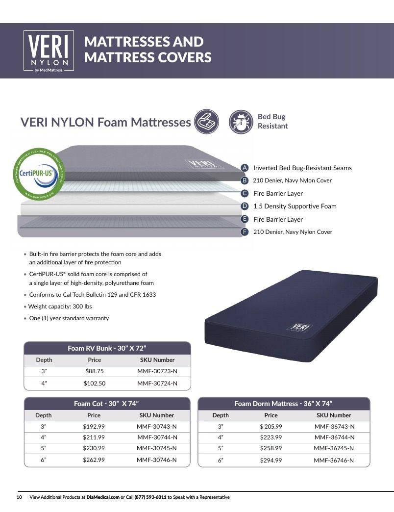 DiaMedical USA Residence Hall and Camp Mattress Catalog Weekly Ad January 1 - December 31, 2026