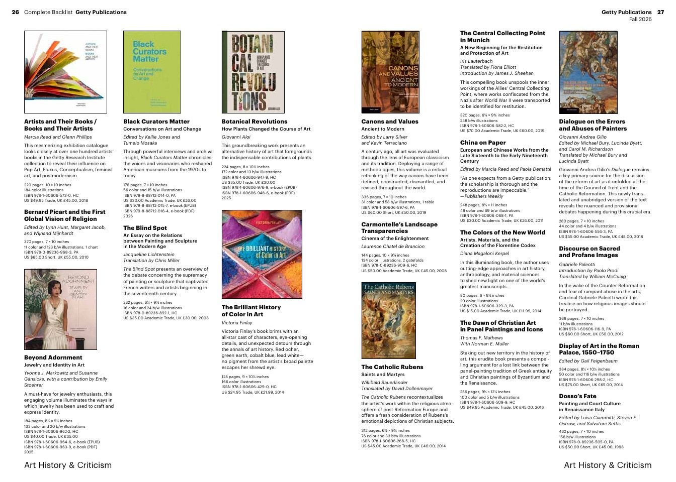 Getty Publications Fall Art Books Catalog Weekly Ad January 1 - December 31, 2026