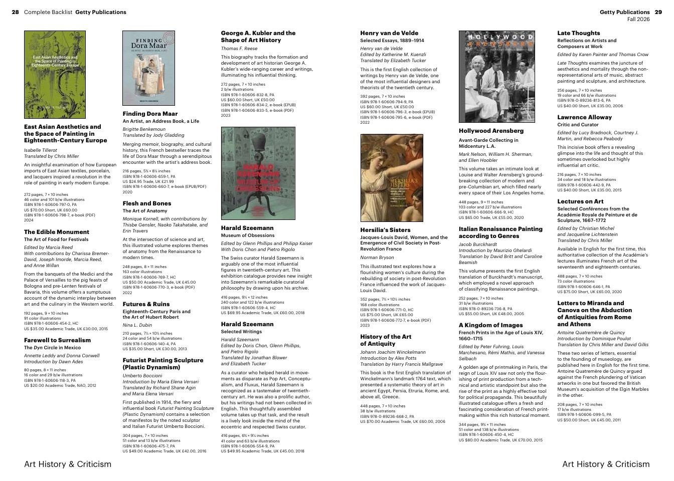 Getty Publications Fall Art Books Catalog Weekly Ad January 1 - December 31, 2026