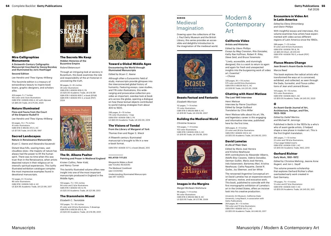 Getty Publications Fall Art Books Catalog Weekly Ad January 1 - December 31, 2026