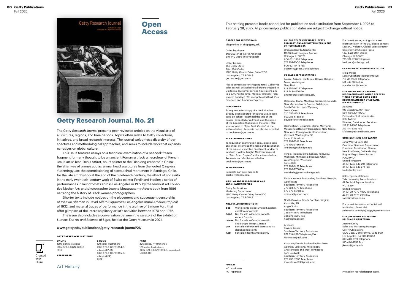 Getty Publications Fall Art Books Catalog Weekly Ad January 1 - December 31, 2026