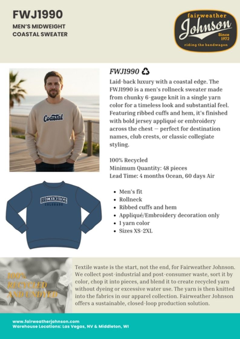 Fairweather Johnson Custom Knitwear Catalog Weekly Ad January 1 - December 31, 2026