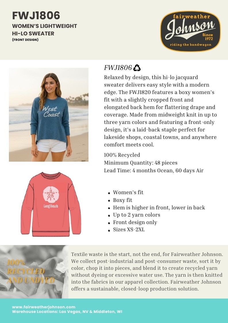 Fairweather Johnson Custom Knitwear Catalog Weekly Ad January 1 - December 31, 2026
