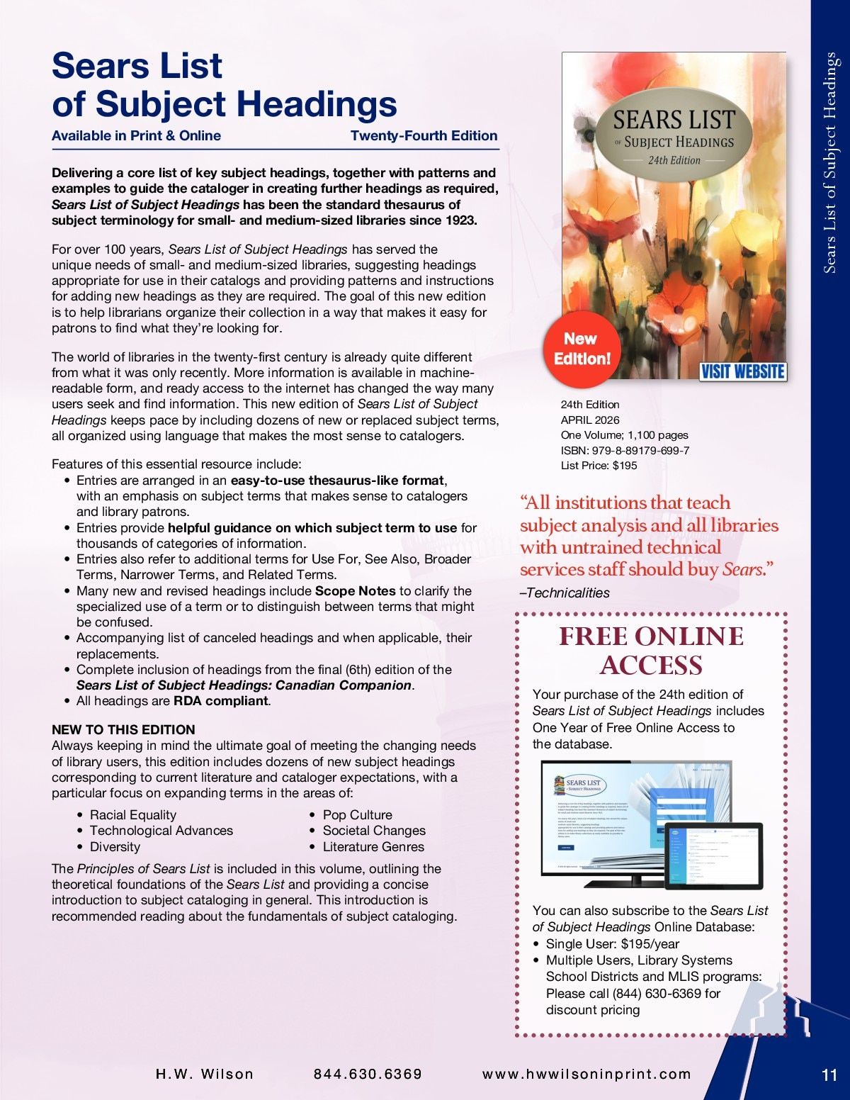 H.W. Wilson Reference Books Catalog Weekly Ad January 1 - December 31, 2026