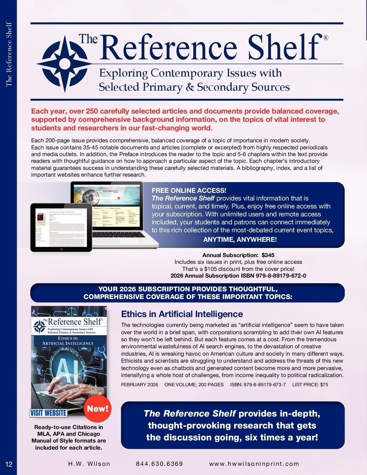 H.W. Wilson Reference Books Catalog Weekly Ad January 1 - December 31, 2026