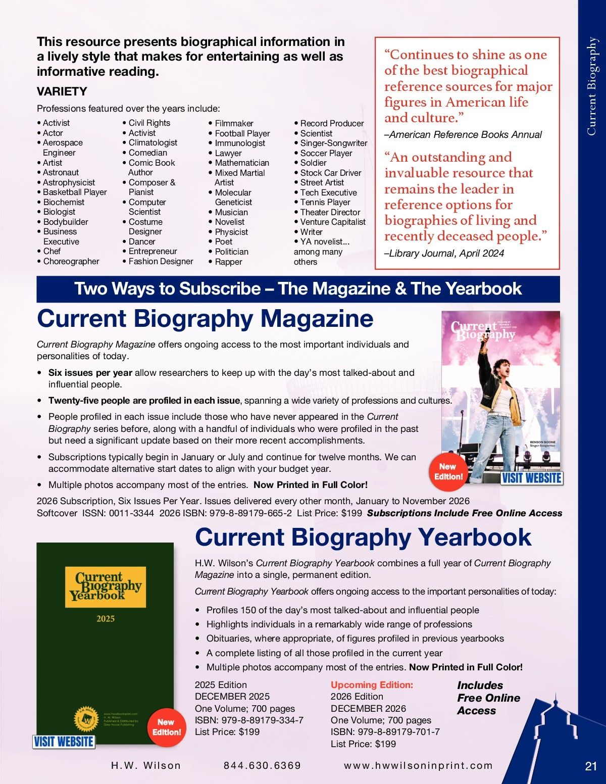 H.W. Wilson Reference Books Catalog Weekly Ad January 1 - December 31, 2026