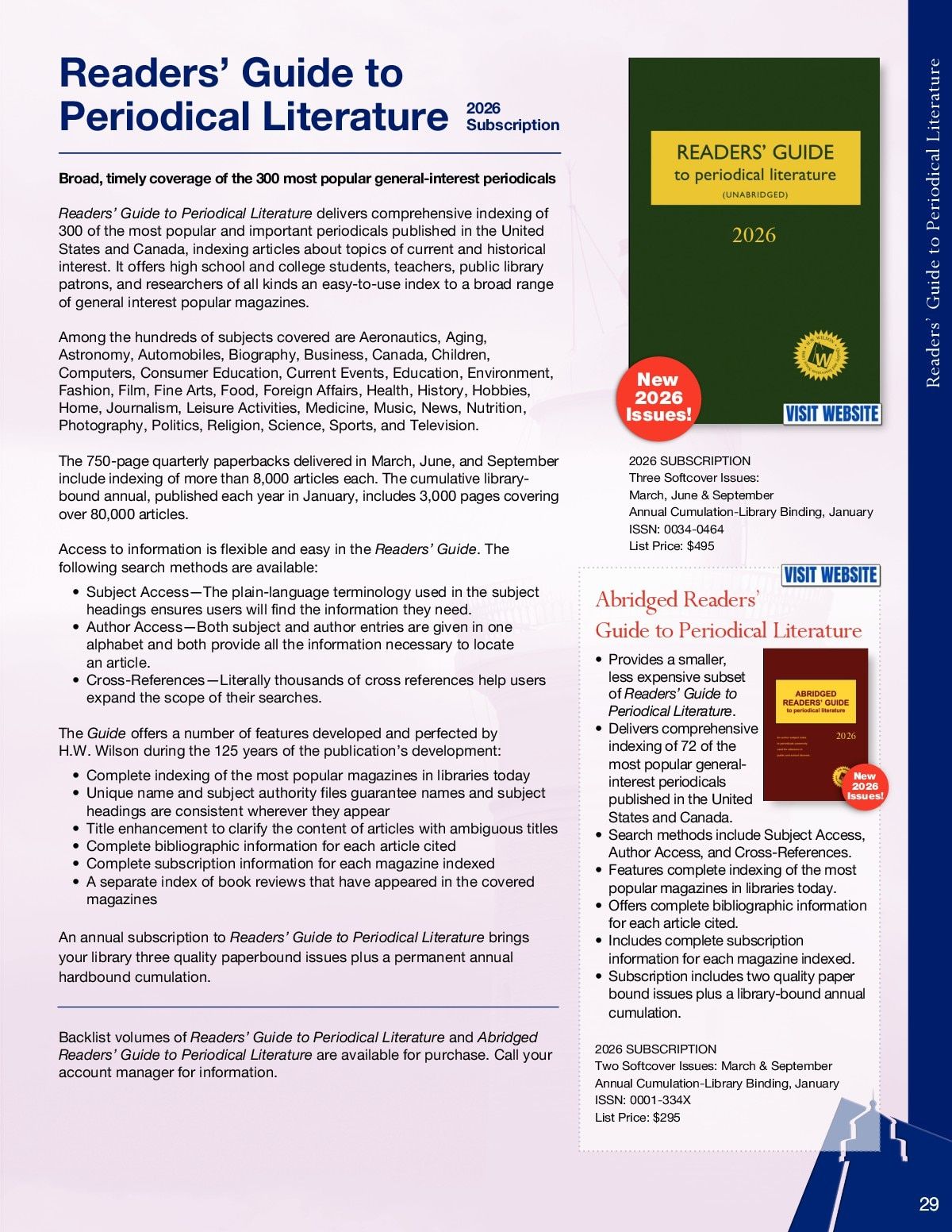 H.W. Wilson Reference Books Catalog Weekly Ad January 1 - December 31, 2026