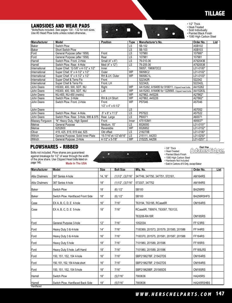 Herschel Parts Agricultural Parts Catalog Weekly Ad January 1 - December 31, 2026