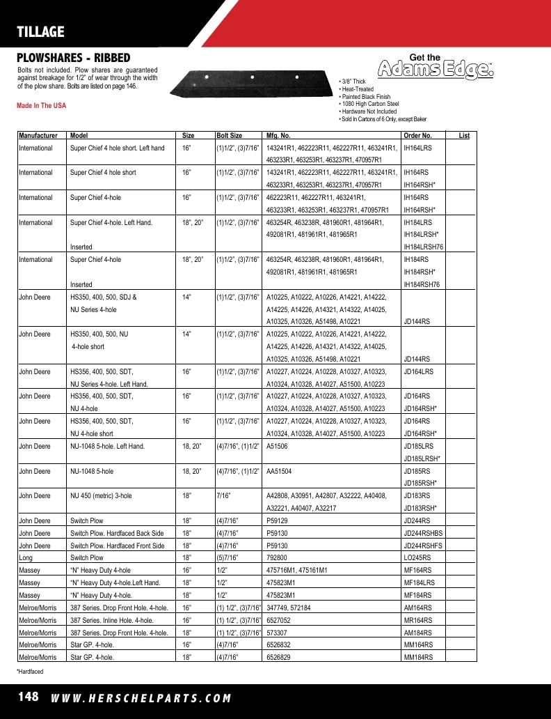 Herschel Parts Agricultural Parts Catalog Weekly Ad January 1 - December 31, 2026