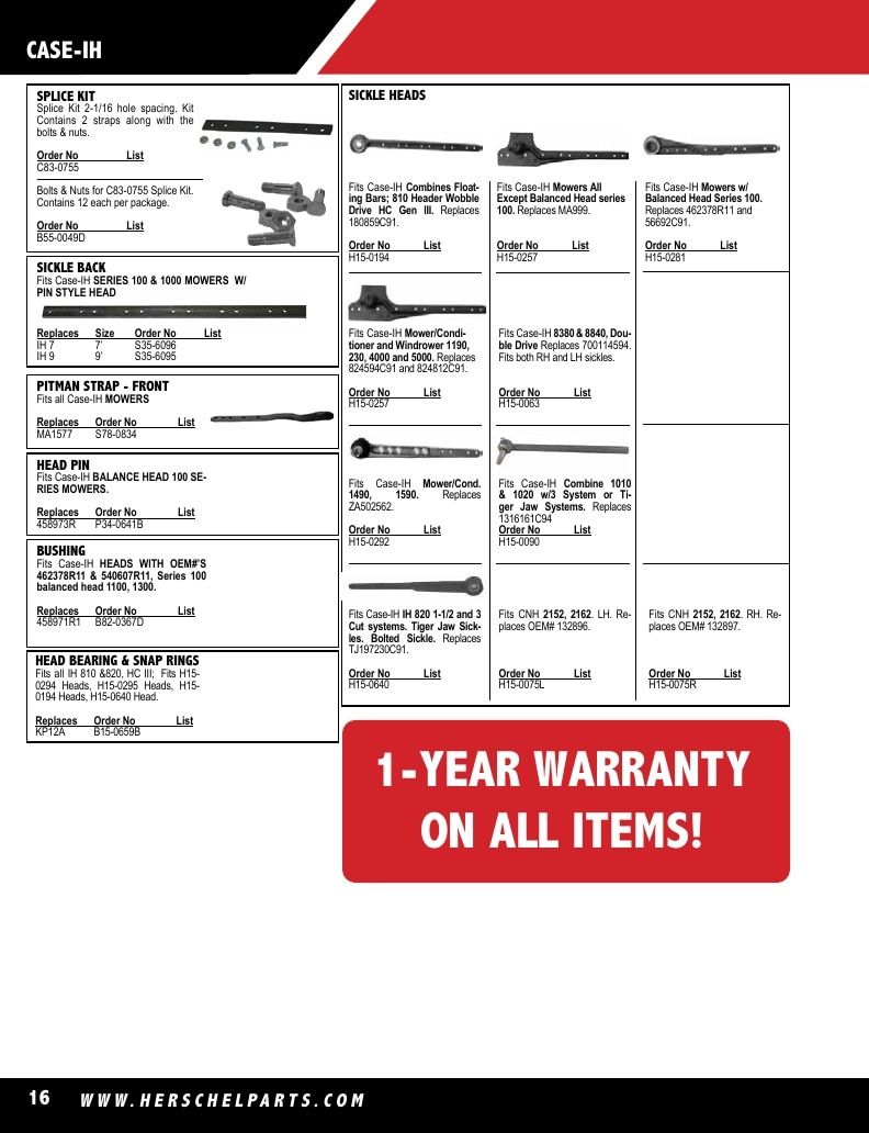 Herschel Parts Agricultural Parts Catalog Weekly Ad January 1 - December 31, 2026