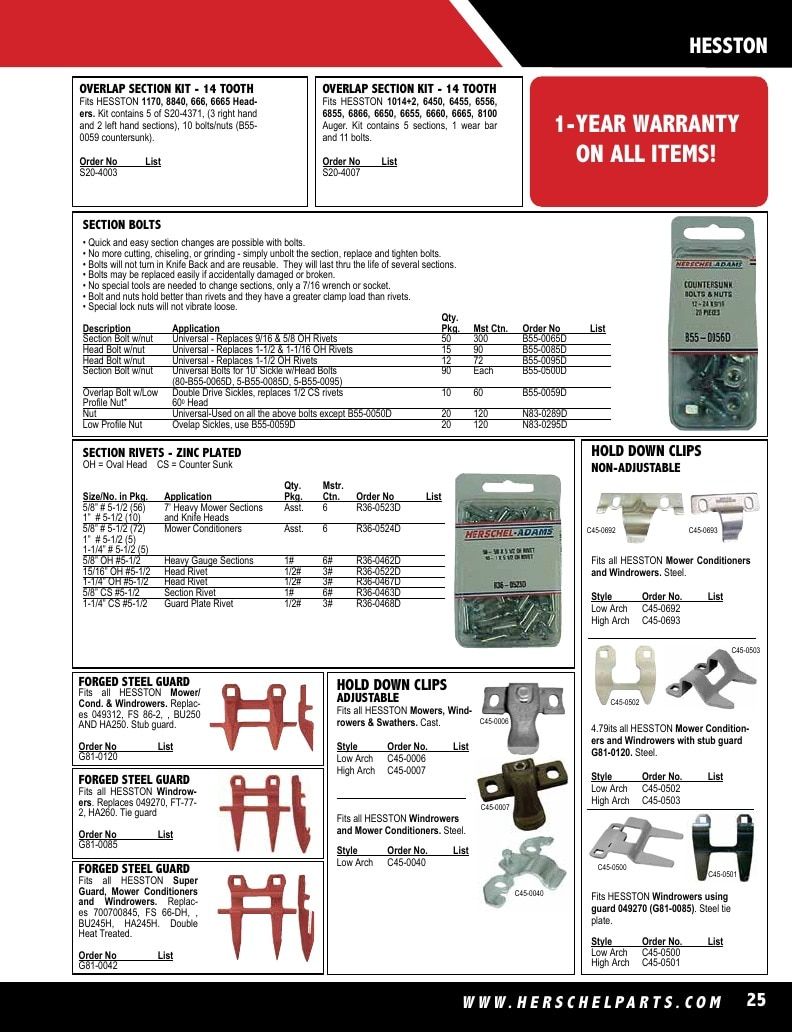 Herschel Parts Agricultural Parts Catalog Weekly Ad January 1 - December 31, 2026