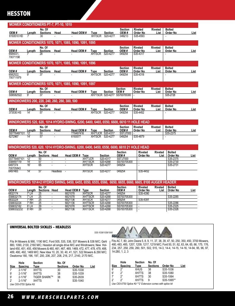 Herschel Parts Agricultural Parts Catalog Weekly Ad January 1 - December 31, 2026