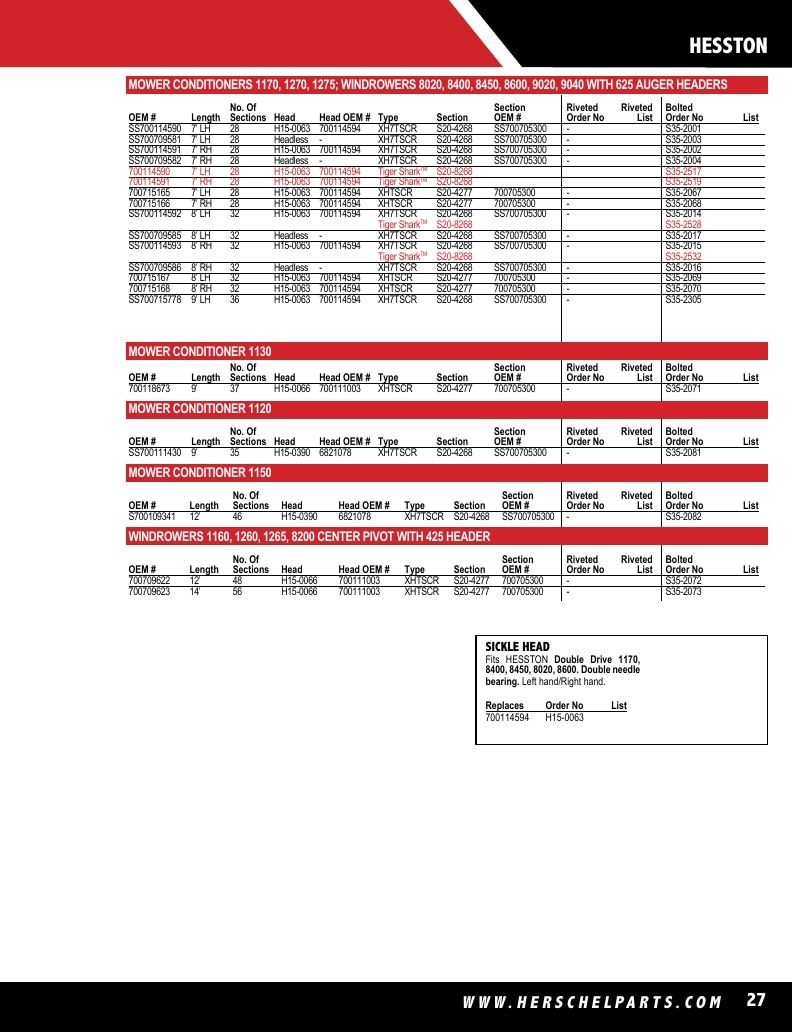 Herschel Parts Agricultural Parts Catalog Weekly Ad January 1 - December 31, 2026