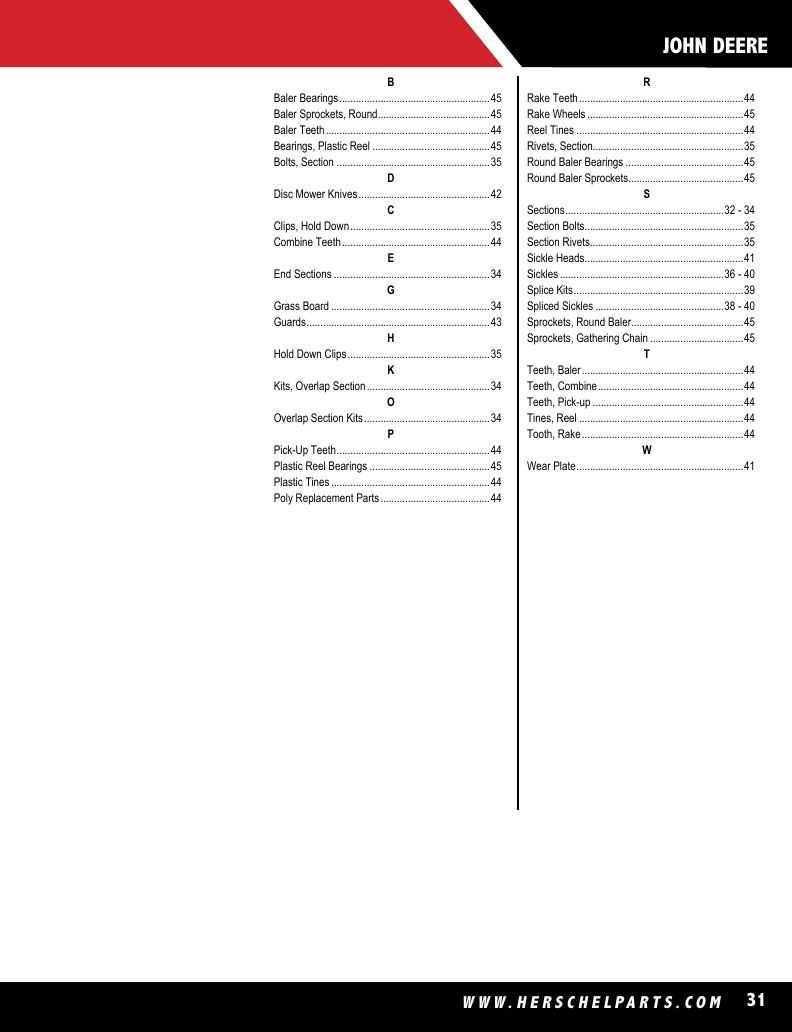Herschel Parts Agricultural Parts Catalog Weekly Ad January 1 - December 31, 2026