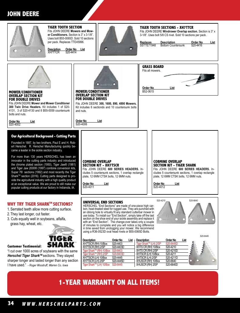 Herschel Parts Agricultural Parts Catalog Weekly Ad January 1 - December 31, 2026