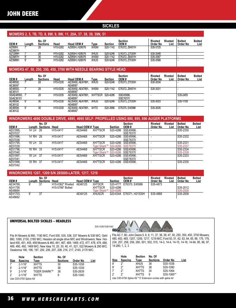 Herschel Parts Agricultural Parts Catalog Weekly Ad January 1 - December 31, 2026