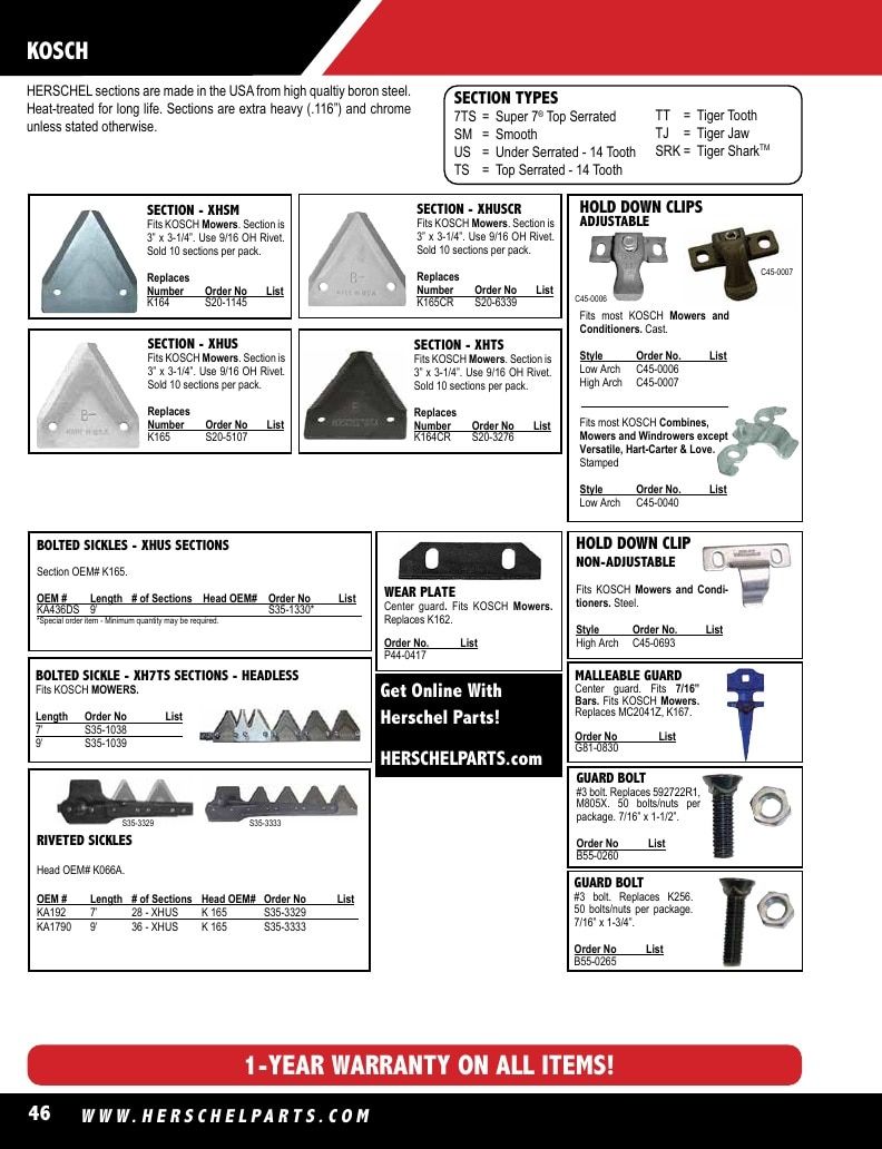 Herschel Parts Agricultural Parts Catalog Weekly Ad January 1 - December 31, 2026