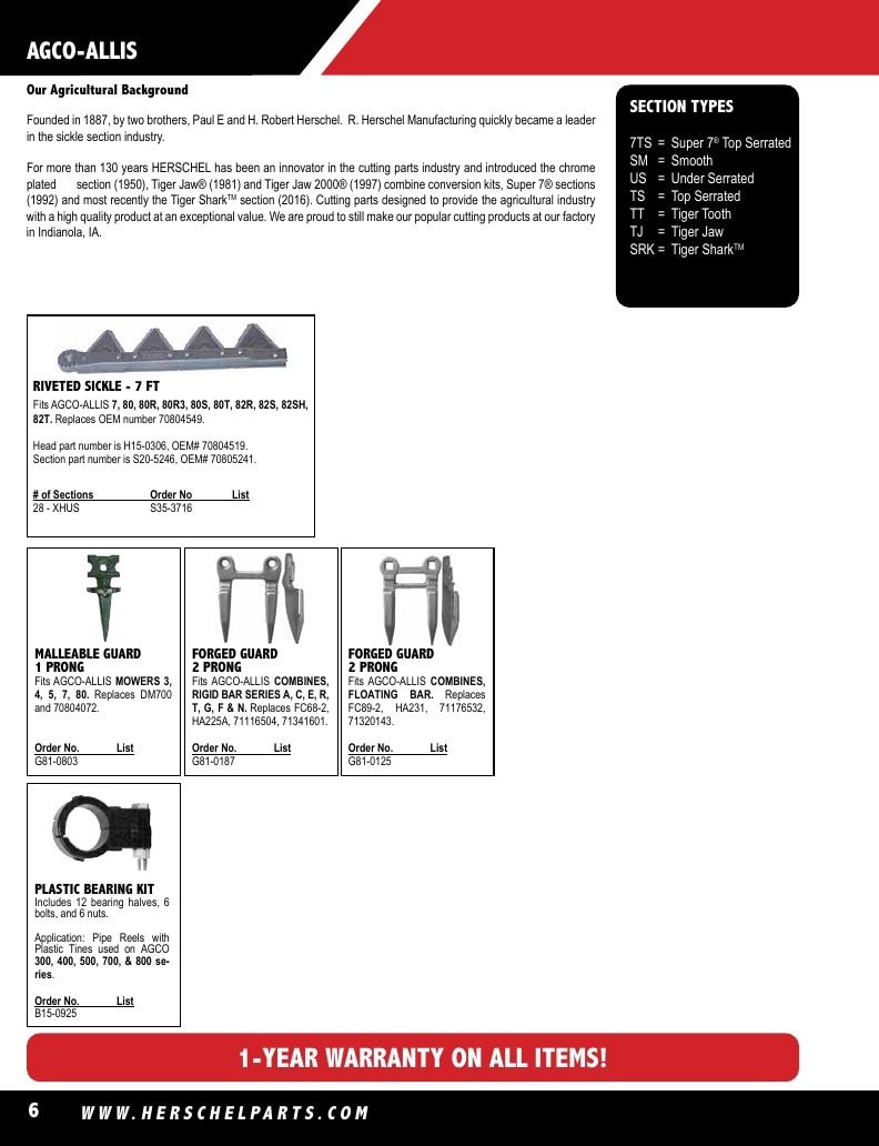 Herschel Parts Agricultural Parts Catalog Weekly Ad January 1 - December 31, 2026