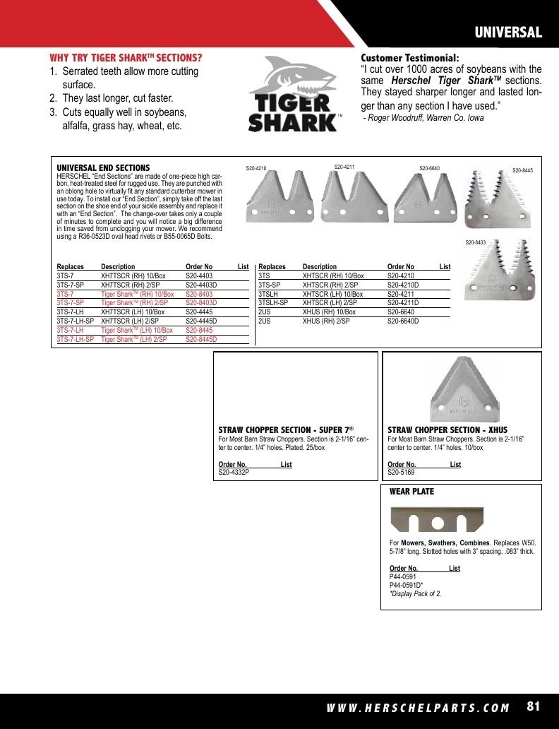Herschel Parts Agricultural Parts Catalog Weekly Ad January 1 - December 31, 2026
