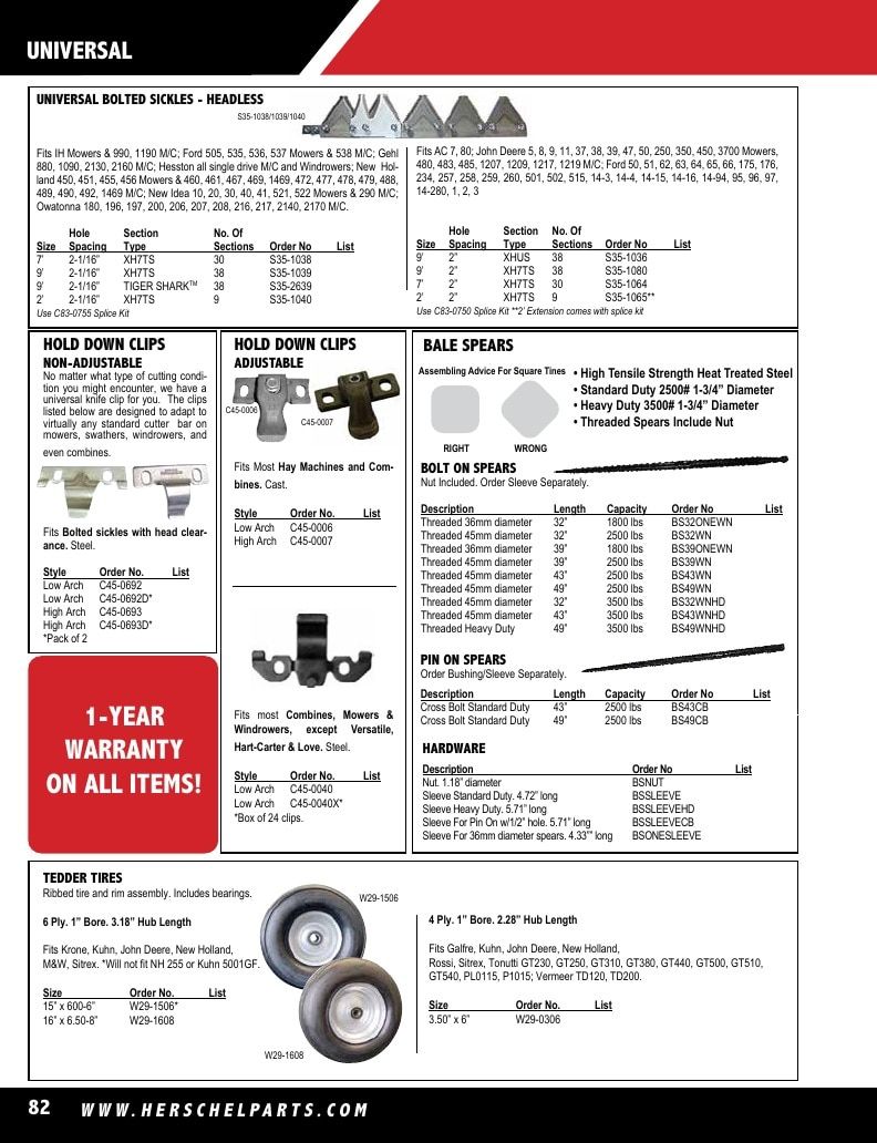 Herschel Parts Agricultural Parts Catalog Weekly Ad January 1 - December 31, 2026