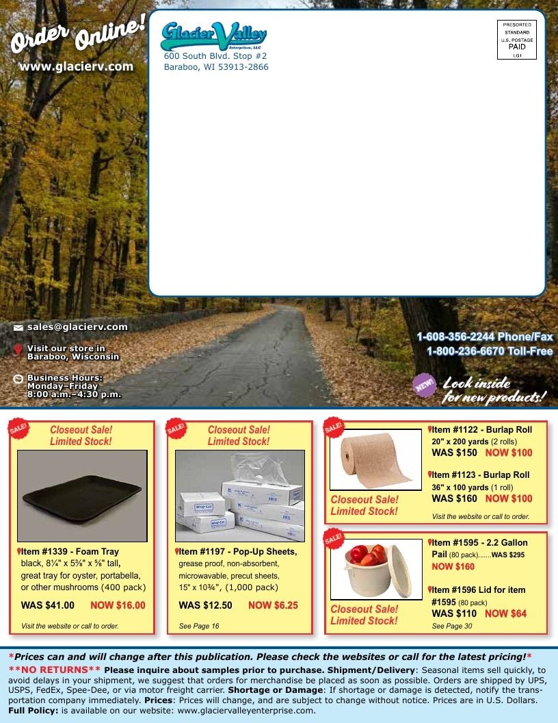 Glacier Valley Enterprises Produce Supplies Catalog Weekly Ad January 1 - December 31, 2026